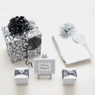 Handmade Damask reception stationery
