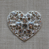 Cheap Vintage Wedding Large Heart Rhinestone Embellishment (Holly)  | Diamante Embellishments