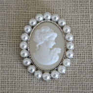 Cheap Vintage Wedding Ivory Cameo and Pearl Brooch Embellishment  | Diamante Embellishments