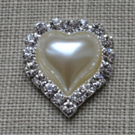 Cheap Vintage Wedding Medium Heart pearl and diamante Wedding embellishment  | Diamante Embellishments