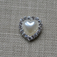 Cheap Vintage Wedding Small Heart pearl and diamante Wedding embellishment  | Diamante Embellishments